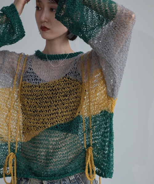 VACANCY（ヴァカンシー）の「透かし編みウェーブドロストプルオーバー（ニット/セーター・レディース・グリーン/ブラック/ブルー・FREE）」の18枚目の写真