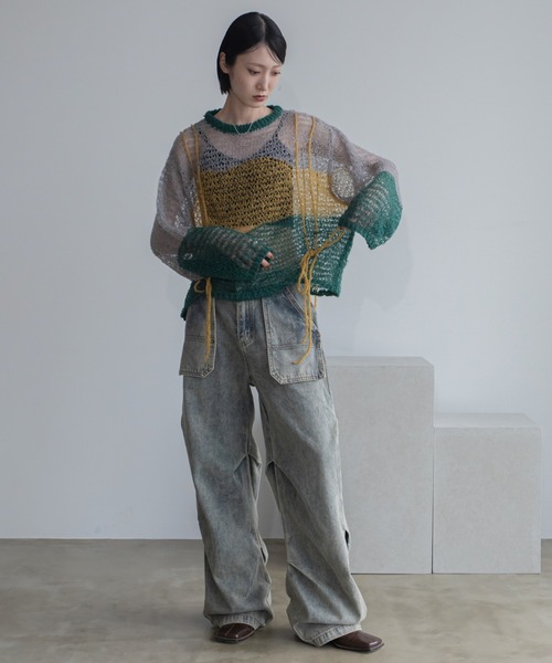 VACANCY（ヴァカンシー）の「透かし編みウェーブドロストプルオーバー（ニット/セーター・レディース・グリーン/ブラック/ブルー・FREE）」の22枚目の写真