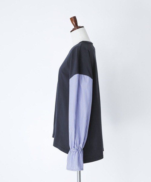 n'OrLABEL（ノアールレーベル）の「異素材キャンディースリーブカットソー（Tシャツ/カットソー・レディース・ネイビー/ブラック/ブラウン/グリーン・2/1）」の20枚目の写真