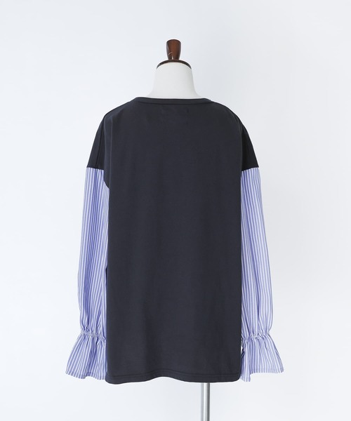 n'OrLABEL（ノアールレーベル）の「異素材キャンディースリーブカットソー（Tシャツ/カットソー・レディース・ネイビー/ブラック/ブラウン/グリーン・2/1）」の21枚目の写真