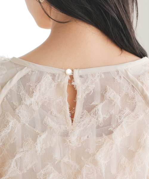 itto...(イット)の「華やかな立体感フリンジジャガードシアートップス(シャツ/ブラウス・レディース・ブラック/アイボリー・M)」の21枚目の写真
