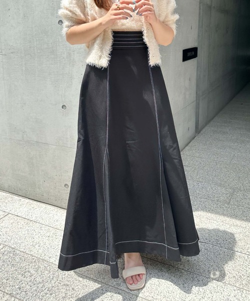 archives（アルシーヴ）の「Ｈ／Ｗ配色ステッチフレアマーメイドスカート（スカート・レディース・ブラック/アイボリー/グレー・MEDIUM）」の3枚目の写真