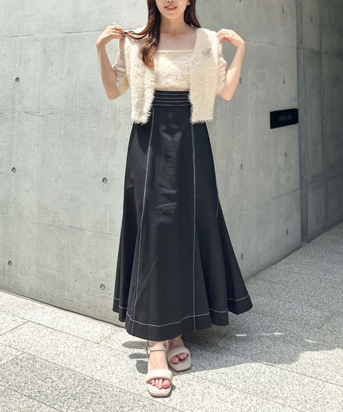 archives（アルシーヴ）の「Ｈ／Ｗ配色ステッチフレアマーメイドスカート（スカート・レディース・ブラック/アイボリー/グレー・MEDIUM）」の5枚目の写真