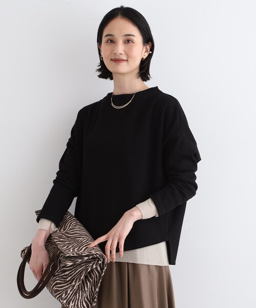 【セール】【洗える／UVケア／SETUP可能】ライトジャージ ボトルネックトップス（Tシャツ/カットソー）｜INDIVI（インディヴィ）