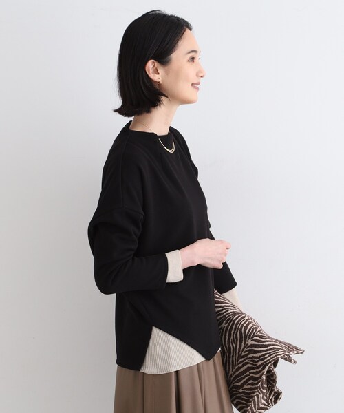 【セール】【洗える／UVケア／SETUP可能】ライトジャージ ボトルネックトップス（Tシャツ/カットソー）｜INDIVI（インディヴィ）