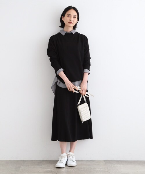 【セール】【洗える／UVケア／SETUP可能】ライトジャージ ボトルネックトップス（Tシャツ/カットソー）｜INDIVI（インディヴィ）