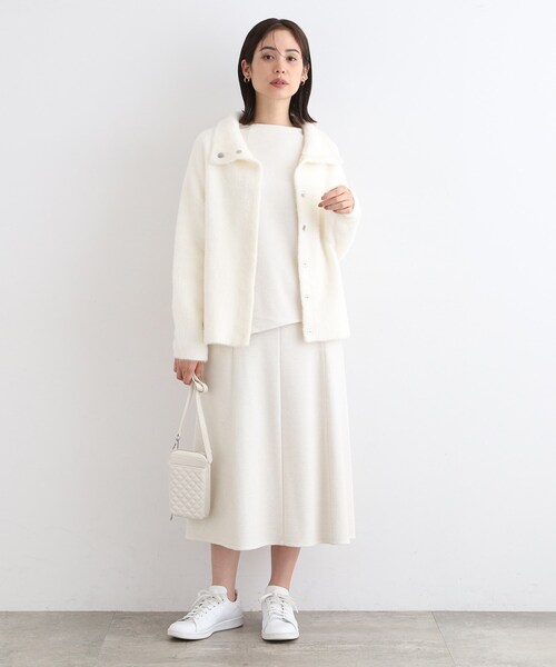 【セール】【洗える／UVケア／SETUP可能】ライトジャージ ボトルネックトップス（Tシャツ/カットソー）｜INDIVI（インディヴィ）