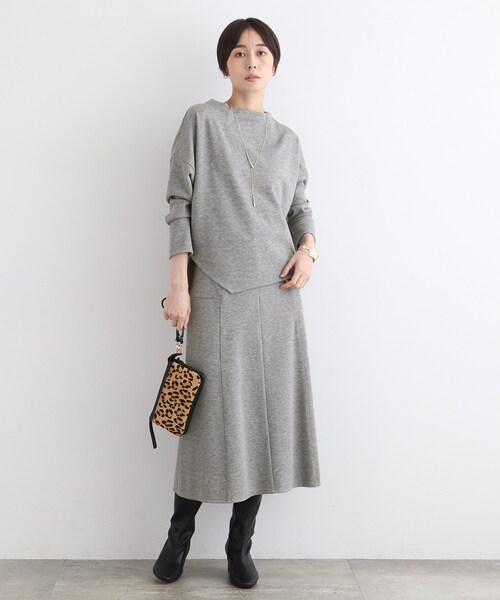 【セール】【洗える／UVケア／SETUP可能】ライトジャージ ボトルネックトップス（Tシャツ/カットソー）｜INDIVI（インディヴィ）