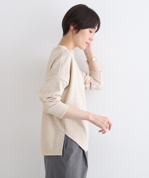 【セール】【洗える／UVケア／SETUP可能】ライトジャージ ボトルネックトップス（Tシャツ/カットソー）｜INDIVI（インディヴィ）