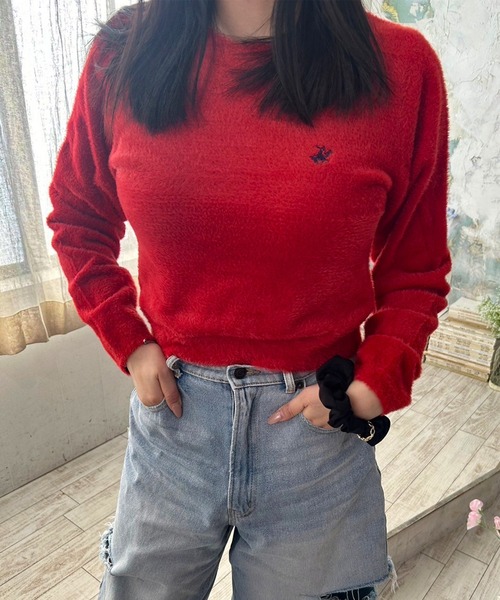 BEVERLY HILLS POLO CLUB(ビバリーヒルズポロクラブ)の「【BEVERLY HILLS POLO CLUB/ビバリーヒルズポロクラブ】クロップド丈シャギーニット(ニット/セーター・レディース・アイボリー/ブラック/レッド・M)」の18枚目の写真