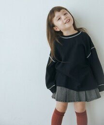 green label relaxing | TJ ハニカム 配色ステッチ ロングスリーブ / キッズ 100cm-130cm(Tシャツ/カットソー)
