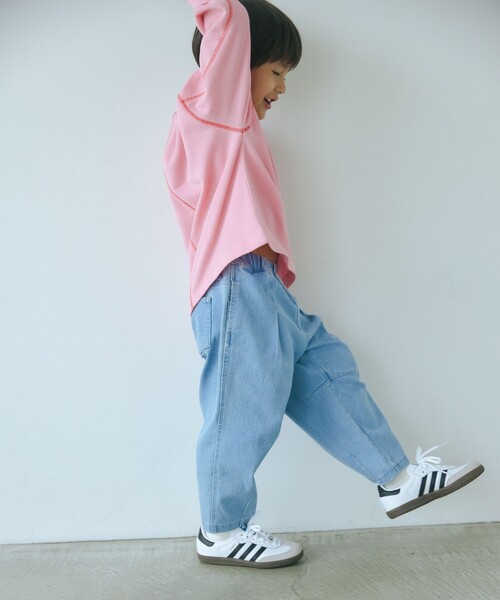 green label relaxing（グリーンレーベルリラクシング）の「TJ ハニカム 配色ステッチ ロングスリーブ / キッズ 100cm-130cm（Tシャツ/カットソー・キッズ・ライトピンク/ブラック/オフホワイト/ライトブルー/ケリーグリーン・120cm/100cm/130cm/110cm）」の6枚目の写真