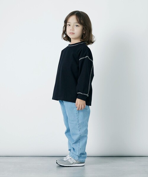 green label relaxing（グリーンレーベルリラクシング）の「TJ ハニカム 配色ステッチ ロングスリーブ / キッズ 100cm-130cm（Tシャツ/カットソー・キッズ・ライトピンク/ブラック/オフホワイト/ライトブルー/ケリーグリーン・120cm/100cm/130cm/110cm）」の11枚目の写真