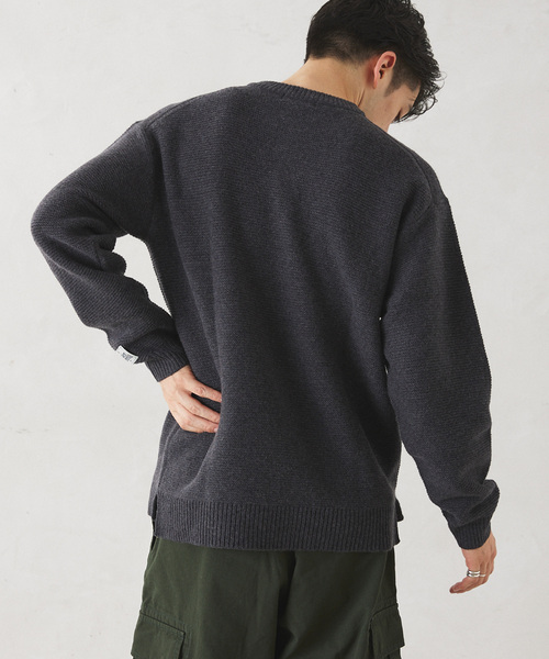 JOURNAL STANDARD relume(ジャーナルスタンダード レリューム)の「HAMILTON WOOL ガーター ヘンリーネックニット(ニット/セーター・メンズ・ライトブルー/ブラック/パープル/ネイビー/グレー・MEDIUM/LARGE)」の7枚目の写真