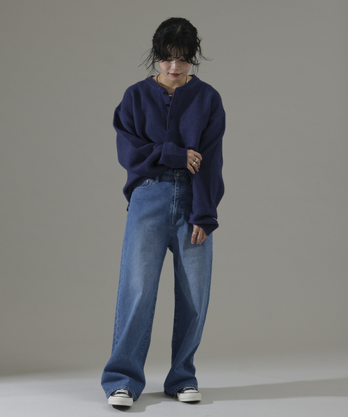 JOURNAL STANDARD relume(ジャーナルスタンダード レリューム)の「HAMILTON WOOL ガーター ヘンリーネックニット(ニット/セーター・メンズ・ライトブルー/ブラック/パープル/ネイビー/グレー・MEDIUM/LARGE)」の14枚目の写真