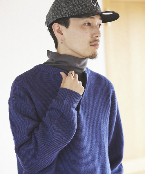 JOURNAL STANDARD relume(ジャーナルスタンダード レリューム)の「HAMILTON WOOL ガーター ヘンリーネックニット(ニット/セーター・メンズ・ライトブルー/ブラック/パープル/ネイビー/グレー・MEDIUM/LARGE)」の18枚目の写真