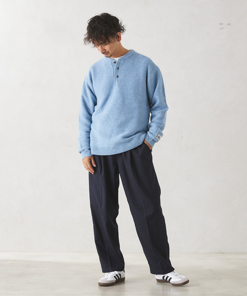 JOURNAL STANDARD relume(ジャーナルスタンダード レリューム)の「HAMILTON WOOL ガーター ヘンリーネックニット(ニット/セーター・メンズ・ライトブルー/ブラック/パープル/ネイビー/グレー・MEDIUM/LARGE)」の22枚目の写真