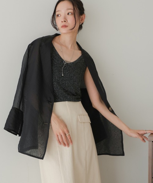 Bab(バブ)の「ラメニットタンクトップ(タンクトップ・レディース・アイボリー/ブラック/グレー/チャコールグレー/ベージュ・FREE)」の15枚目の写真