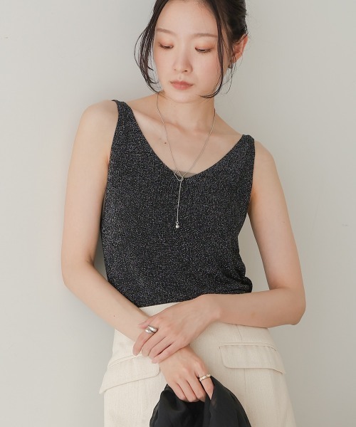 Bab(バブ)の「ラメニットタンクトップ(タンクトップ・レディース・アイボリー/ブラック/グレー/チャコールグレー/ベージュ・FREE)」の20枚目の写真