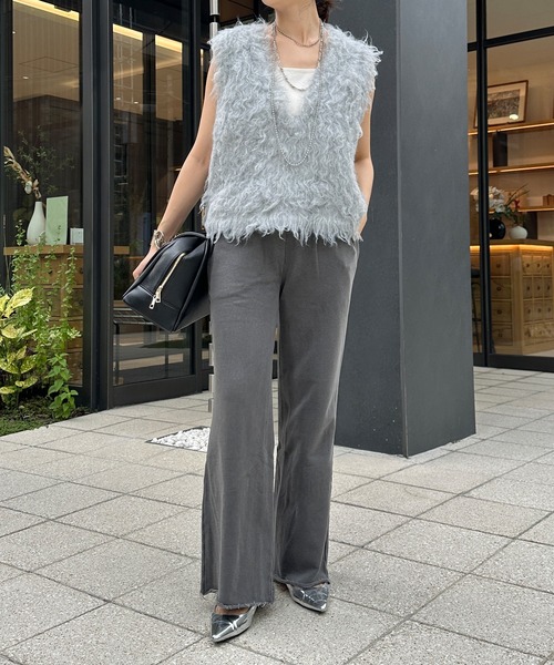 DouDou(ドゥドゥ)の「ピグメント加工裏毛パンツ(スウェットパンツ・レディース・チャコールグレー/ブラウン・FREE/TM)」の4枚目の写真