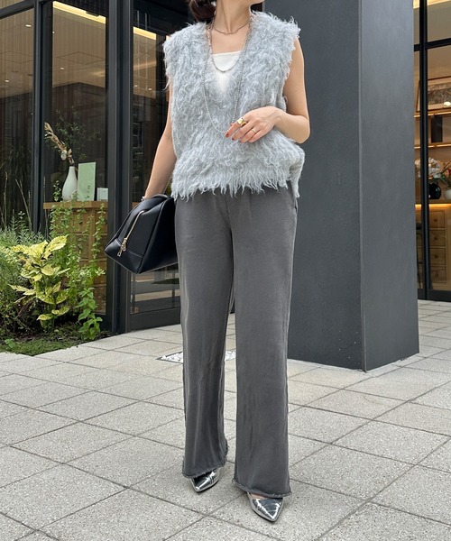 DouDou(ドゥドゥ)の「ピグメント加工裏毛パンツ(スウェットパンツ・レディース・チャコールグレー/ブラウン・FREE/TM)」の5枚目の写真