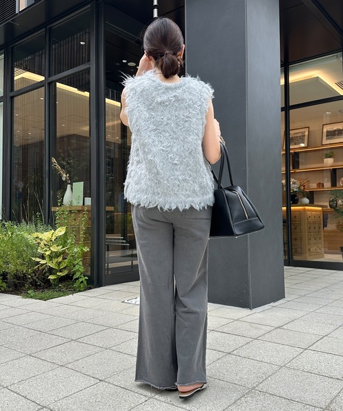 DouDou(ドゥドゥ)の「ピグメント加工裏毛パンツ(スウェットパンツ・レディース・チャコールグレー/ブラウン・FREE/TM)」の7枚目の写真