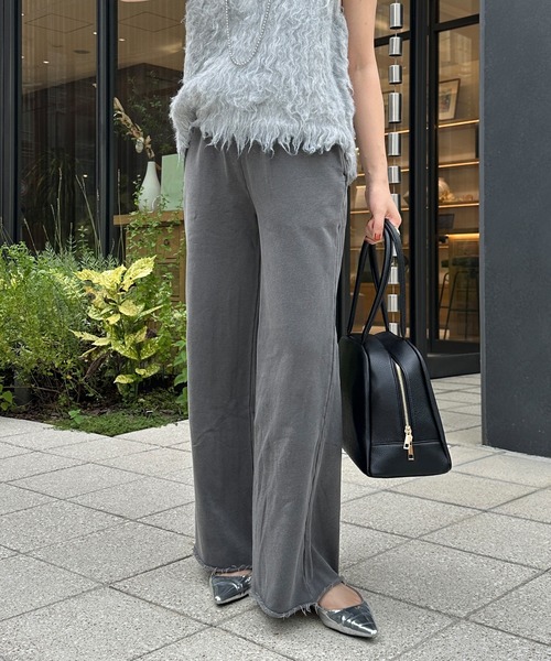 DouDou(ドゥドゥ)の「ピグメント加工裏毛パンツ(スウェットパンツ・レディース・チャコールグレー/ブラウン・FREE/TM)」の8枚目の写真