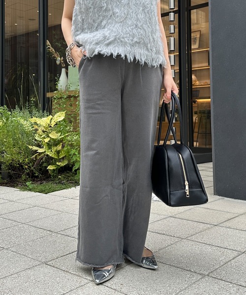 DouDou(ドゥドゥ)の「ピグメント加工裏毛パンツ(スウェットパンツ・レディース・チャコールグレー/ブラウン・FREE/TM)」の9枚目の写真