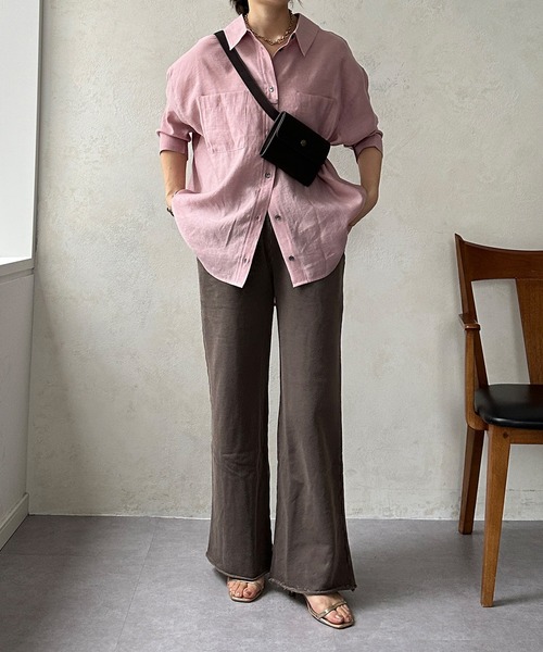 DouDou(ドゥドゥ)の「ピグメント加工裏毛パンツ(スウェットパンツ・レディース・チャコールグレー/ブラウン・FREE/TM)」の20枚目の写真