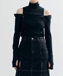 【新品】ジョンローレンスサリバン　ハイネックカットソー セール】JACQUARD LOGO HI-NECK TOP（Tシャツ/カットソー