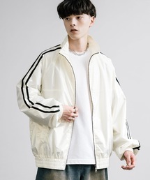 オーバーサイズ袖ラインシャイニートラックジャケット
