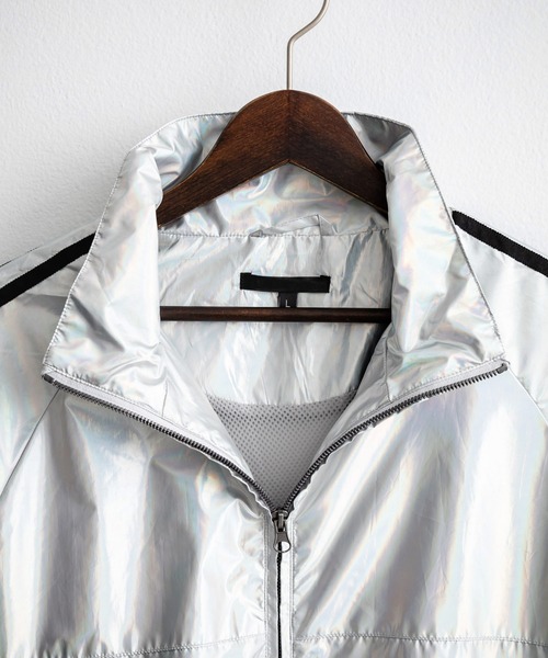 Rocky Monroe（ロッキーモンロー）の「オーバーサイズ袖ラインシャイニートラックジャケット（ブルゾン・メンズ・シルバー系/ブラック/ホワイト系・M/L）」の10枚目の写真
