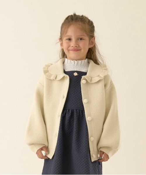 Lycee mine（リセマイン）の「【オケージョン】フリル衿付きカーディガン（カーディガン/ボレロ・キッズ・アイボリー/ネイビー/クリーム・M(110-120)/L(130-140)）」の2枚目の写真