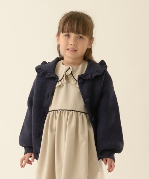 Lycee mine（リセマイン）の「【オケージョン】フリル衿付きカーディガン（カーディガン/ボレロ・キッズ・アイボリー/ネイビー/クリーム・M(110-120)/L(130-140)）」の3枚目の写真