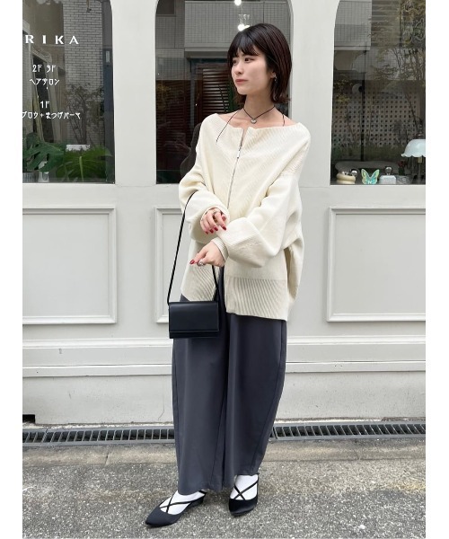 titivate（ティティベイト）の「ダブルファスナーオーバーサイズニットプルオーバー（ニット/セーター・レディース・アイボリー/ブルー系その他/ベージュ/ネイビー/ブラック/ライトグレー/レッド・S/M）」の12枚目の写真