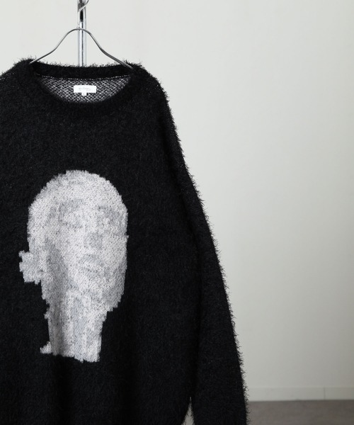 NILWAY（ニルウェイ）の「クルーネック アソート シャギー ニット / モヘアライク アソート デザイン ニット（ニット/セーター・メンズ・ブラック/アイボリー/ブラック系2/ブラック系1/ブラック系/チャコール/ブラック系4/グレー系/ブラック系3/グレー系1・MEDIUM/LARGE）」の16枚目の写真