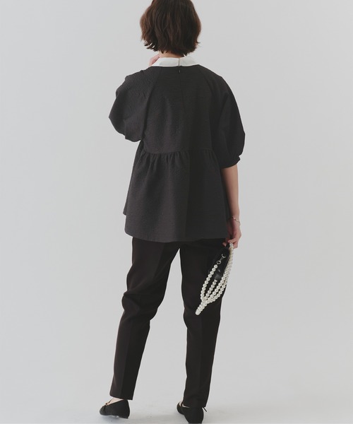 titivate（ティティベイト）の「つけ襟付きペプラムデザイントップス（Tシャツ/カットソー・レディース・ブラック/ベージュ・M/S/L）」の7枚目の写真