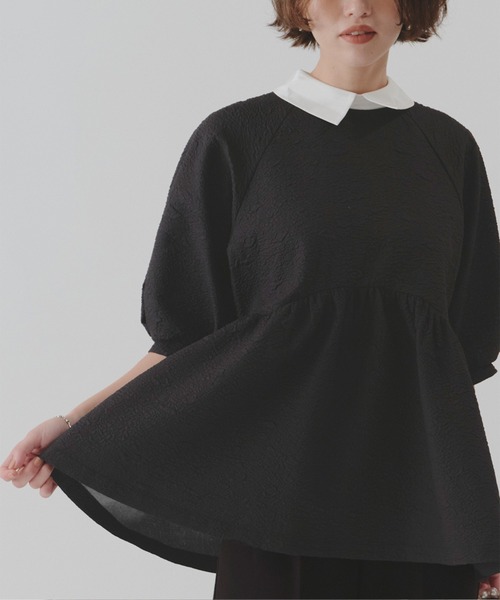 titivate（ティティベイト）の「つけ襟付きペプラムデザイントップス（Tシャツ/カットソー・レディース・ブラック/ベージュ・M/S/L）」の10枚目の写真