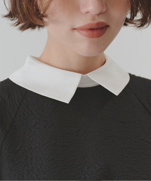 美品　liten　ペプラムデザイントップス セール】つけ襟付きペプラムデザイントップス（Tシャツ