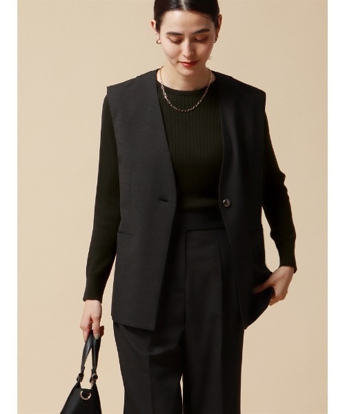 SUIT SQUARE(スーツスクエア)の「クルーネックリブニット ハンドウォッシュ アニストンウール destyle(ニット/セーター・レディース・ブラック/ベージュ・38(9号)/40(11号))」の11枚目の写真