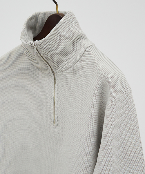 ABAHOUSE GRAY（アバハウスグレイ）の「【定番人気】12ゲージ 畦編み ハーフジップ ニット（ニット/セーター・メンズ・ブラック/グレー/ホワイト/ネイビー・46/48）」の3枚目の写真