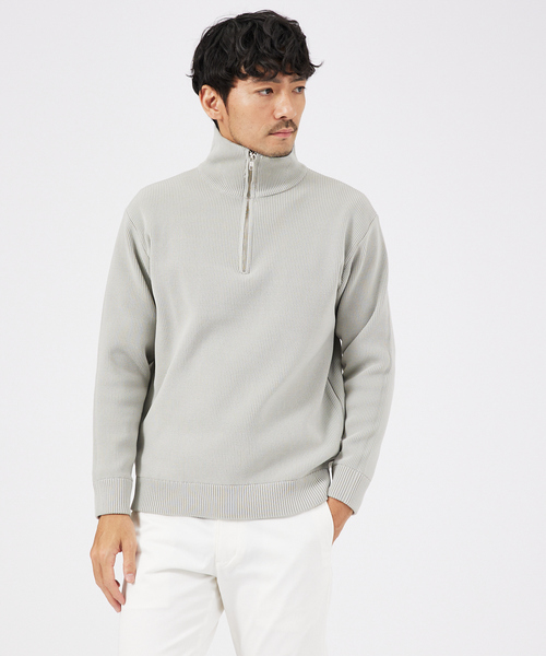 ABAHOUSE GRAY（アバハウスグレイ）の「【定番人気】12ゲージ 畦編み ハーフジップ ニット（ニット/セーター・メンズ・ブラック/グレー/ホワイト/ネイビー・46/48）」の5枚目の写真