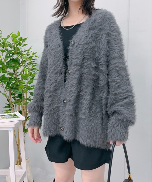 カーディガン ＆soiree モヘアライクシャギーニットカーディガン レディース アンドソワレ &soiree モヘアライクシャギーニットカーディガン