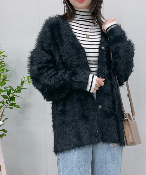ニット セーター 「＆soiree」モヘアライクシャギーニットカーディガン レディース セール】【&soiree】モヘアライクシャギーニットカーディガン