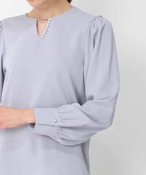 MISCH MASCH（ミッシュマッシュ）の「裏地付きパールブラウス/MM448104（シャツ/ブラウス・レディース・ブルー/ホワイト/ブラック・ﾌﾘ-）」の10枚目の写真