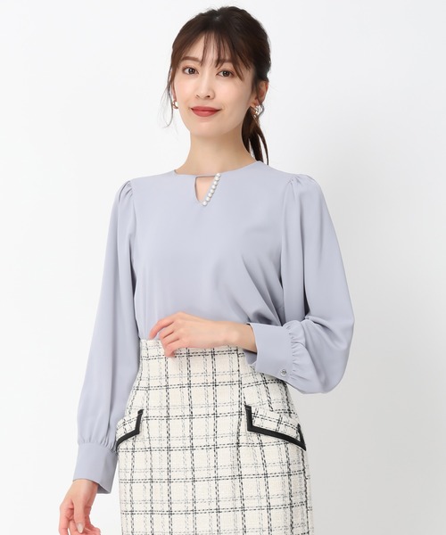 MISCH MASCH（ミッシュマッシュ）の「裏地付きパールブラウス/MM448104（シャツ/ブラウス・レディース・ブルー/ホワイト/ブラック・ﾌﾘ-）」の14枚目の写真