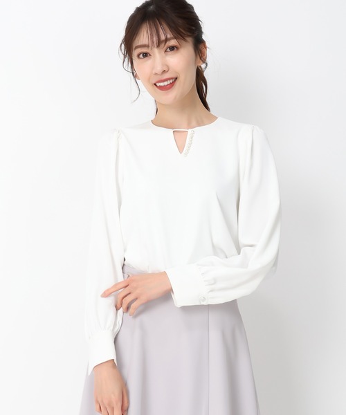 MISCH MASCH（ミッシュマッシュ）の「裏地付きパールブラウス/MM448104（シャツ/ブラウス・レディース・ブルー/ホワイト/ブラック・ﾌﾘ-）」の5枚目の写真