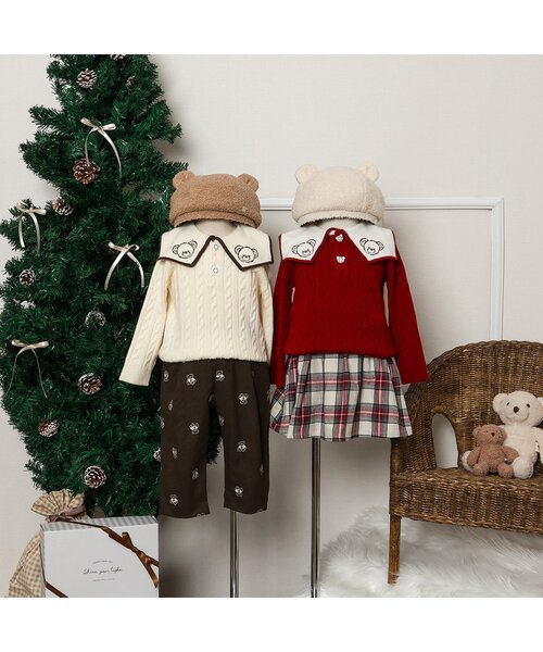 apres les cours(アプレレクール)の「tiny bear ボアベレー帽(ハンチング/ベレー帽・キッズ・アイボリー/ベージュ・48/50/54)」の3枚目の写真