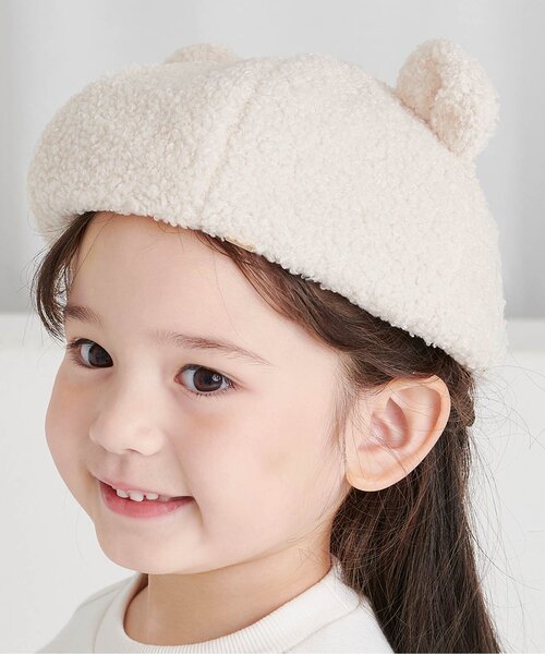 apres les cours(アプレレクール)の「tiny bear ボアベレー帽(ハンチング/ベレー帽・キッズ・アイボリー/ベージュ・48/50/54)」の12枚目の写真