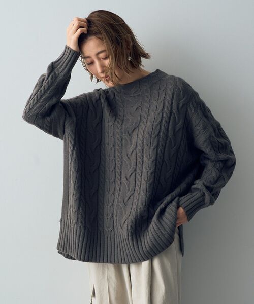 YECCA VECCA(イェッカヴェッカ)の「ケーブルニット(ニット/セーター・レディース・ベージュ/ライトブルー/チャコールグレー・FREE)」の19枚目の写真